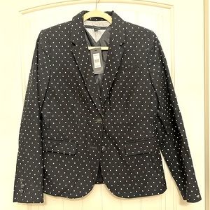 Brand New Never Worn Tommy Hilfiger Navy and White Polka Dot Blazer- Size 8